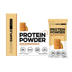 Clean Simple Eats empaque frontal mostrando 10 sobres y diseño atractivo, beneficio conveniencia