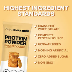 Vaso con batido Snickerdoodle Clean Simple Eats listo para beber, beneficio mezcla cremosa