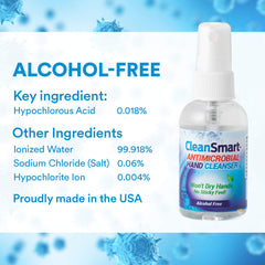 CleanSmart close-up de la niebla del spray, absorción rápida y sin alcohol
