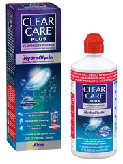 Clear Care frasco frontal mostrando etiqueta y volumen, limpieza confiable