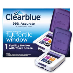Clearblue monitor frontal mostrando estado de fertilidad y facilidad de uso
