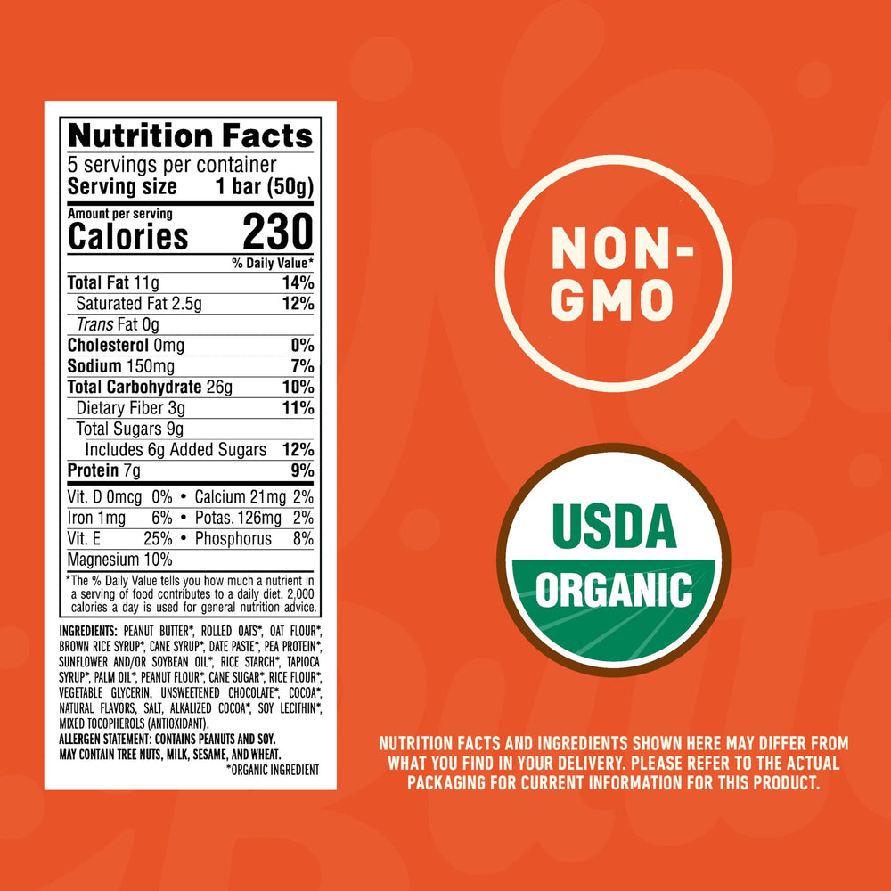 CLIF Bar etiqueta orgánica y Non-GMO mostrando calidad certificada