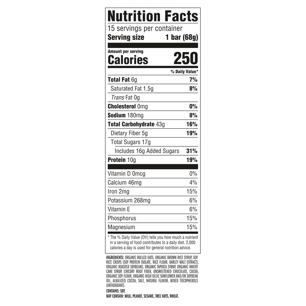 CLIF Bar avena orgánica como ingrediente saludable visible