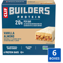 Mondelez CLIF BUILDERS barrita en mano indica tamaño portátil y conveniencia
