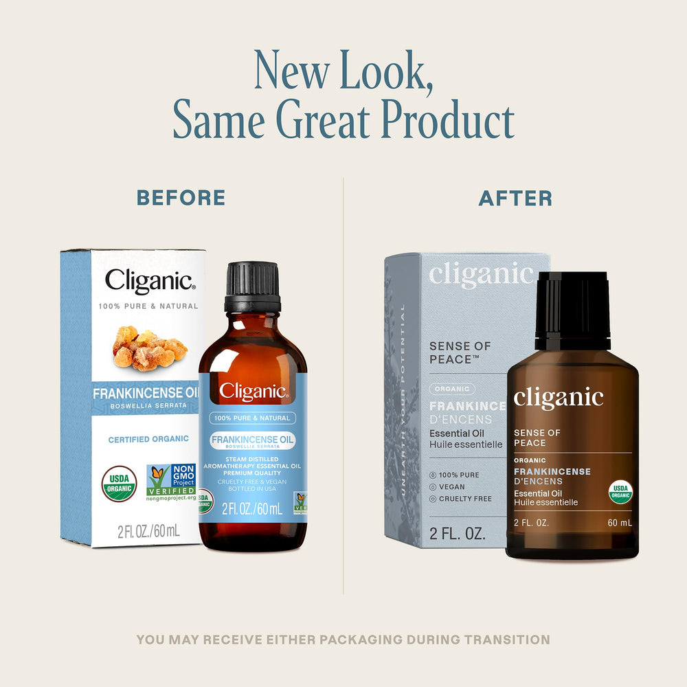 Aceite de incienso orgánico certificado Cliganic para aromaterapia segura.