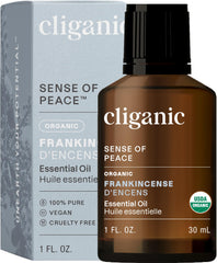 Cliganic aceite esencial de incienso en botella 1oz para aromaterapia suave.