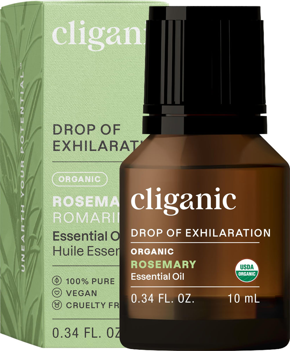Cliganic aceite esencial de romero, frasco de 10 ml, aroma puro para difusor.