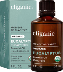 Cliganic envase frontal mostrando aceite de eucalipto y legibilidad