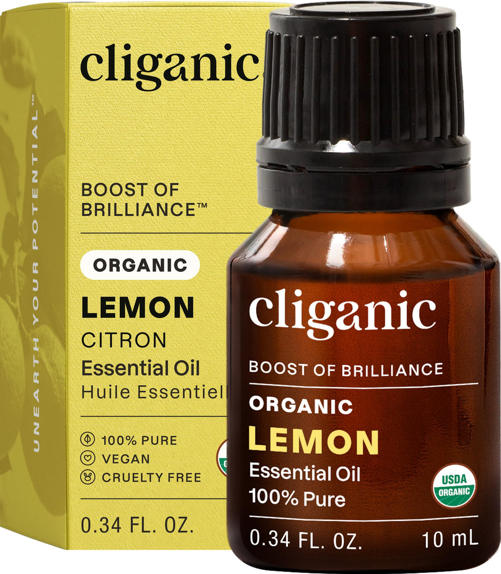 Cliganic aceite limón frontal mostrando envase y pureza