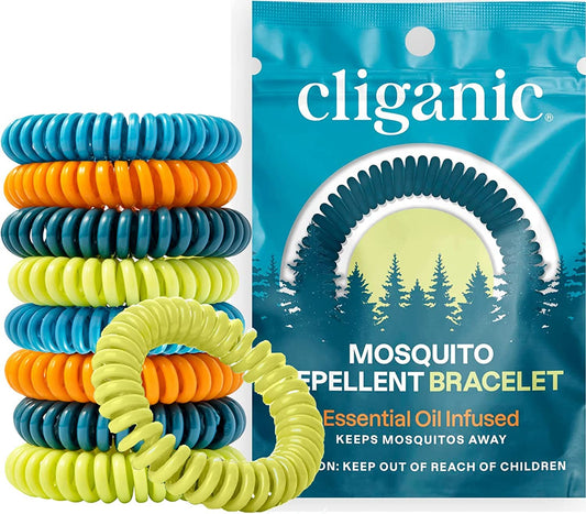 Cliganic pulseras repelentes mosquitos, 50 uds, envueltas individualmente para salidas al aire libre.