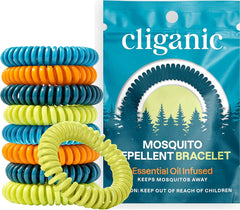 Cliganic pulseras repelentes mosquitos, 50 uds, envueltas individualmente para salidas al aire libre.