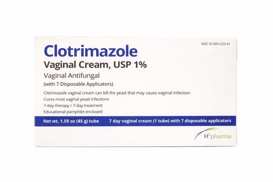 Clotrimazole envase frontal mostrando nombre y tamaño 45 g, uso confiable