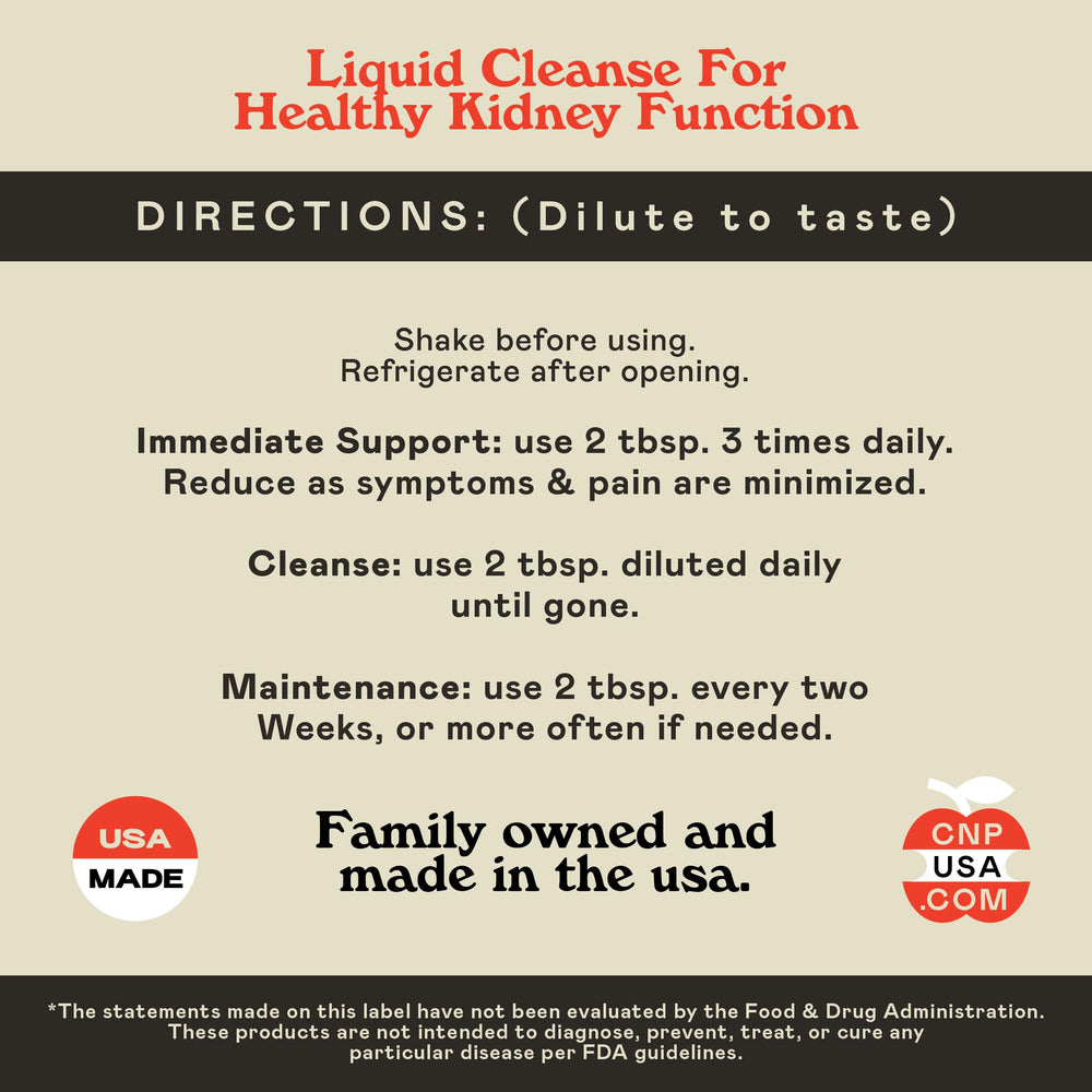 Kidney Complete Liquid Complete Natural Products servido en vaso mezclado con agua para consumir
