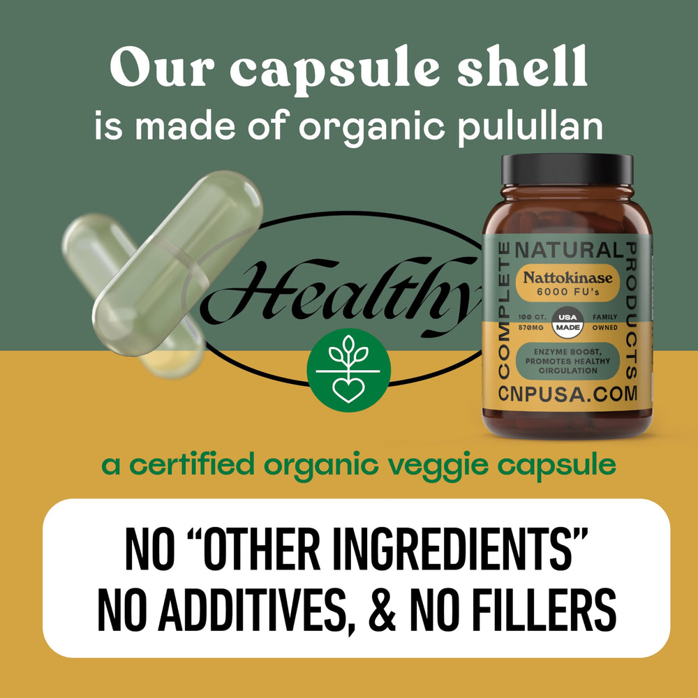 Complete Natural Products cápsula junto a moneda para comparar tamaño y facilidad de ingestión