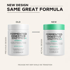 Codeage cápsulas extendidas en superficie, visualiza la dosis diaria fácil de tomar