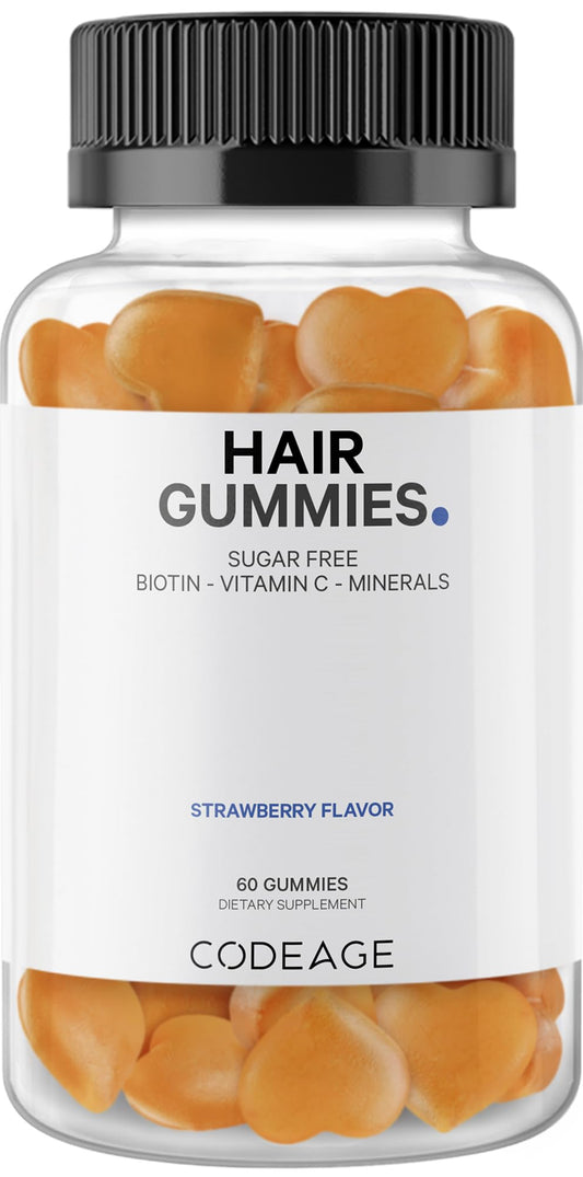 Codeage Gomitas para el Cabello con biotina 5000 mcg, apoyo para cabello y uñas saludables.
