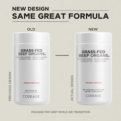 Codeage Grass-Fed Beef Organs kidney desiccated capsule close-up highlighting mineral content