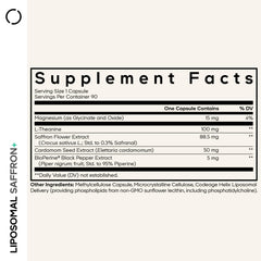 Codeage Liposomal Azafrán+ cápsulas blancas, comodidad de dosis.