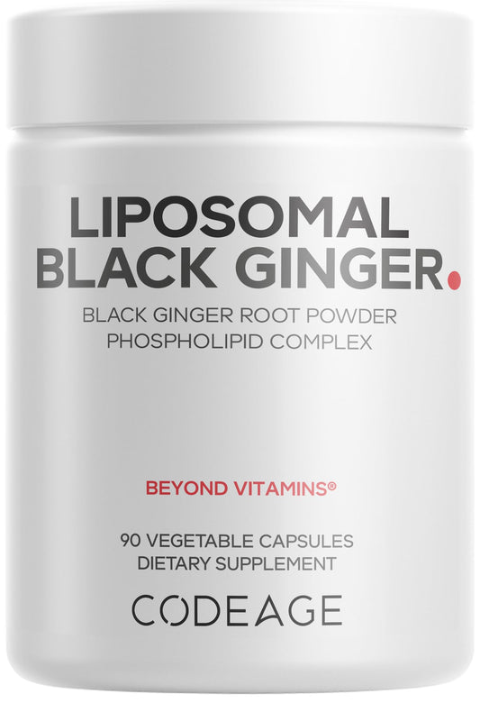 Codeage Liposomal Black Ginger: bote de 90 cápsulas para uso diario y conveniencia.