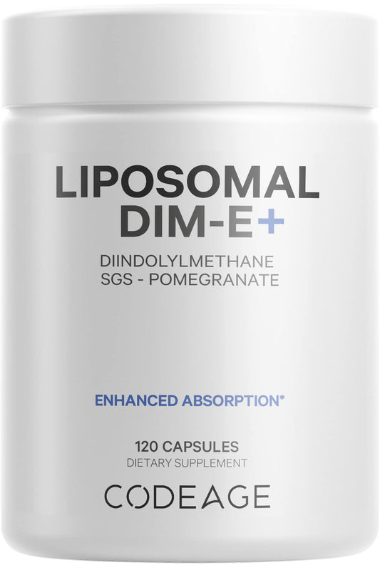 Codeage Liposomal DIM botella frontal: fórmula liposomal para mayor biodisponibilidad.