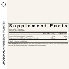 Codeage Liposomal Magnesium Taurate, cápsulas veganas y libres de gluten.