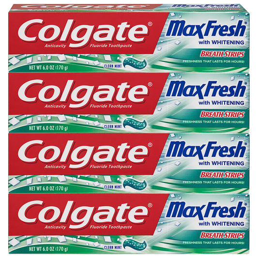 Colgate Max Fresh envase frontal mostrando marca y beneficio de frescura
