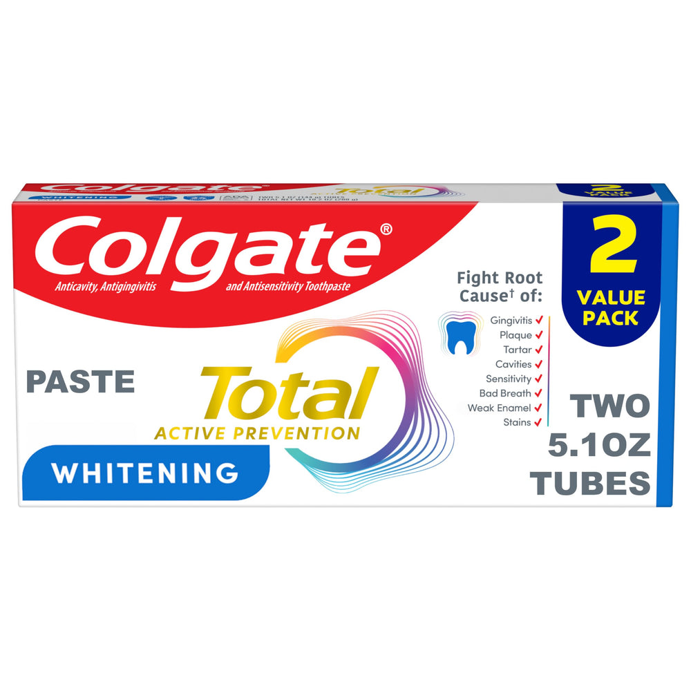 Colgate empaque frontal mostrando pack doble y beneficio de protección