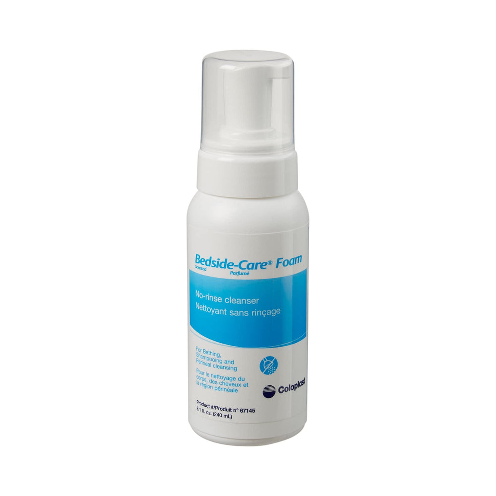 Coloplast botella frontal mostrando diseño y capacidad, facilita almacenamiento