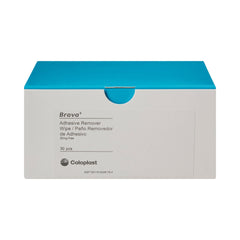 Caja abierta con toallitas Coloplast Brava visibles, formato monodosis práctico
