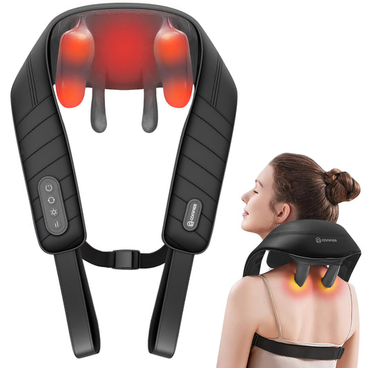COMFIER vista frontal del masajeador, diseño ergonómico y alivio cómodo