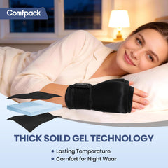 Comfpack junto a mano para comparar tamaño y ajuste seguro