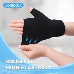 Comfpack junto a una mano para comparar tamaño y cobertura efectiva