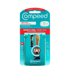 Compeed empaque frontal mostrando 5 parches, protección duradera