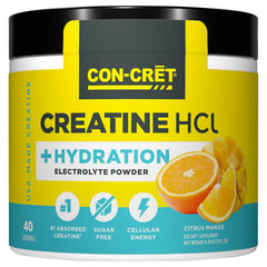 CON-CRET frente del envase mostrando sabor Citrus Mango y beneficios