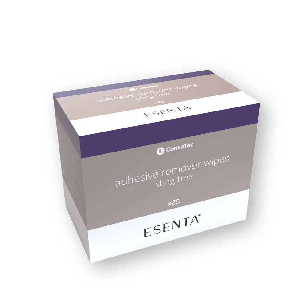 ConvaTec ESENTA etiqueta con información del producto y uso seguro sin látex