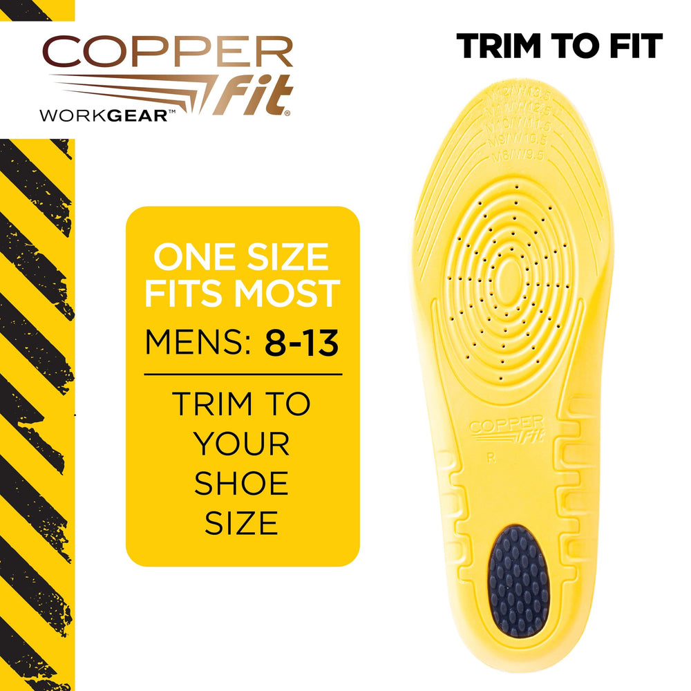 Copper Fit planta instalada en zapato laboral demostrando ventilación