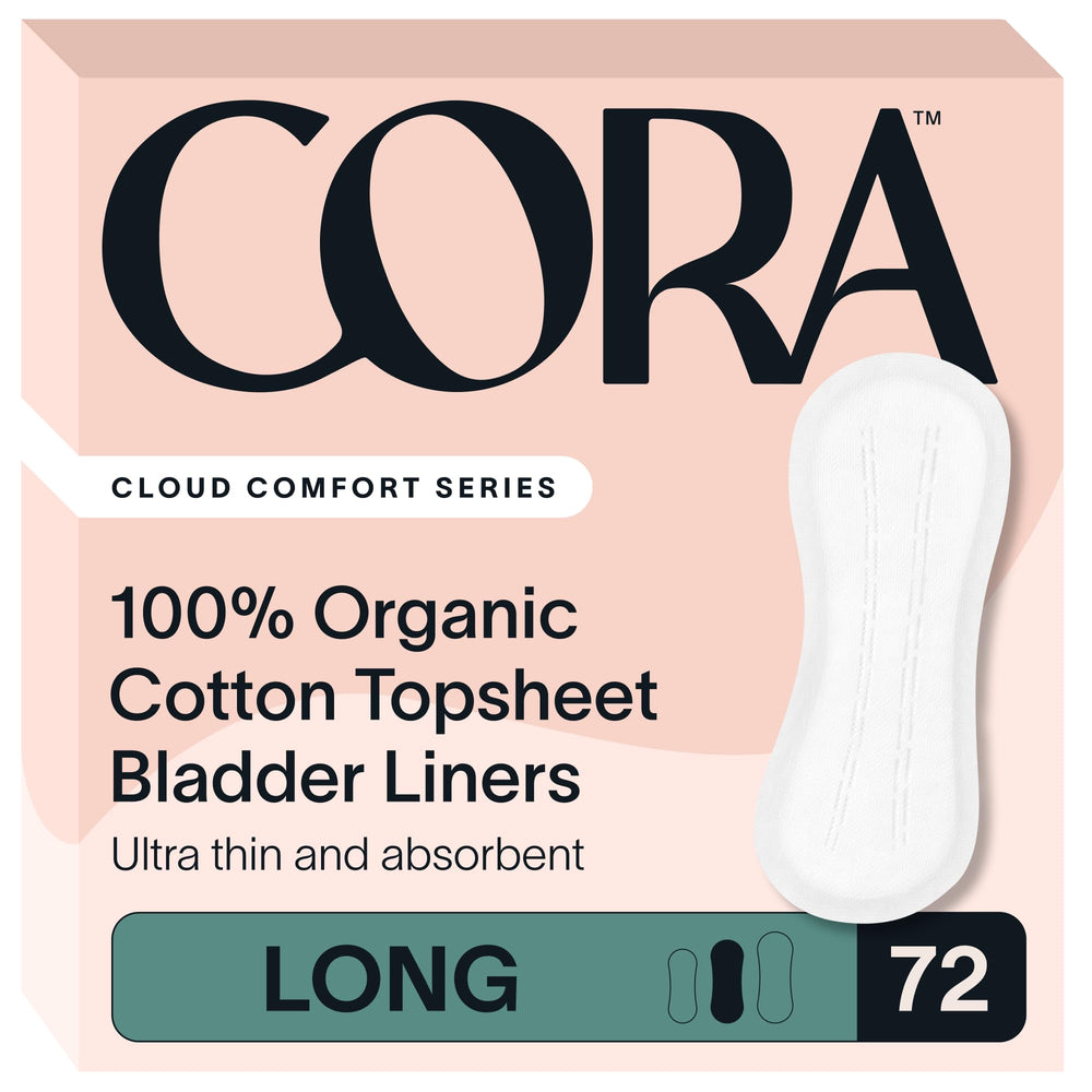 Cora empaque frontal mostrando 72 protectores, discreción y confianza