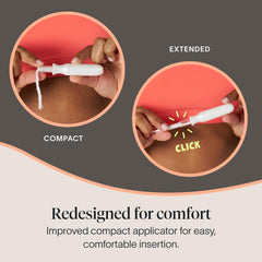 Cora tampón con aplicador visible que facilita inserción cómoda