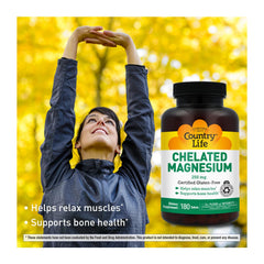 Country Life Chelated Magnesium 250mg capsules close-up for daily wellness