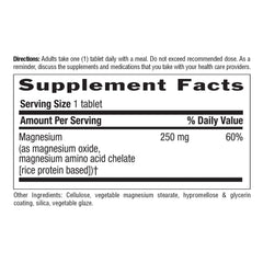 Country Life Chelated Magnesium 250mg gluten-free badge reinforces dietary safety