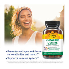 Country Life L-Lysine with elderberry and vitamin D ingredients detail.