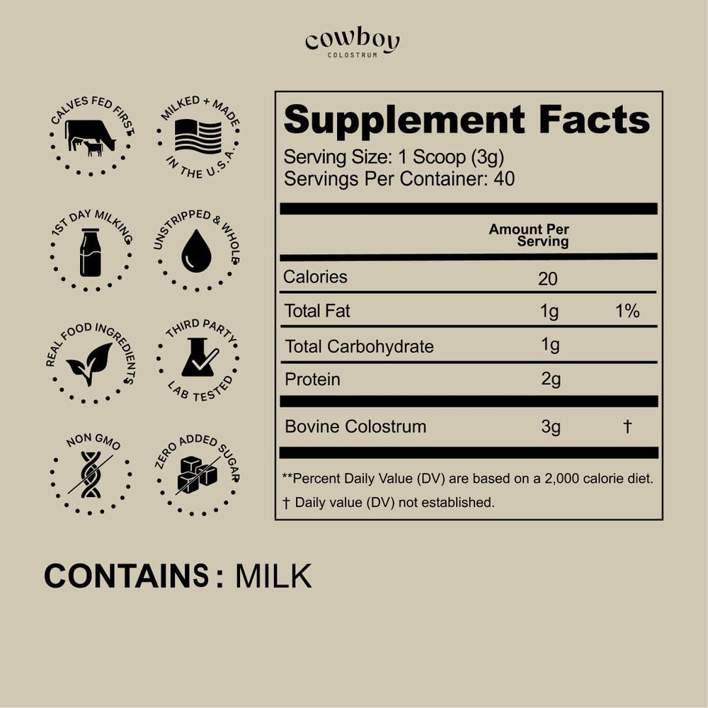 COWBOY COLOSTRUM textura de polvo cremoso para mezcla sin grumos