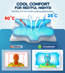 cozyplayer almohada junto a una mano para ver escala y acceso ergonómico