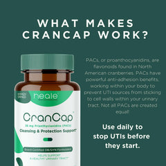 CranCap etiqueta de ingredientes destacando 36 mg de PAC por cápsula