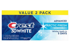 Crest 3D White frente del empaque mostrando diseño y beneficio blanqueador