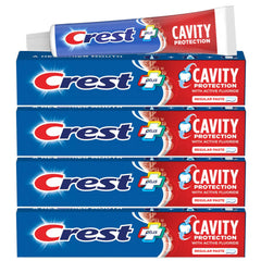 Crest tubo frontal mostrando el envase y beneficio de protección