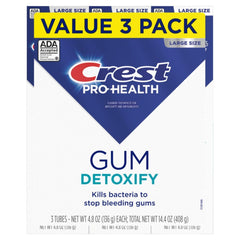 Crest Pro-Health tres tubos en caja mostrando el suministro para el hogar