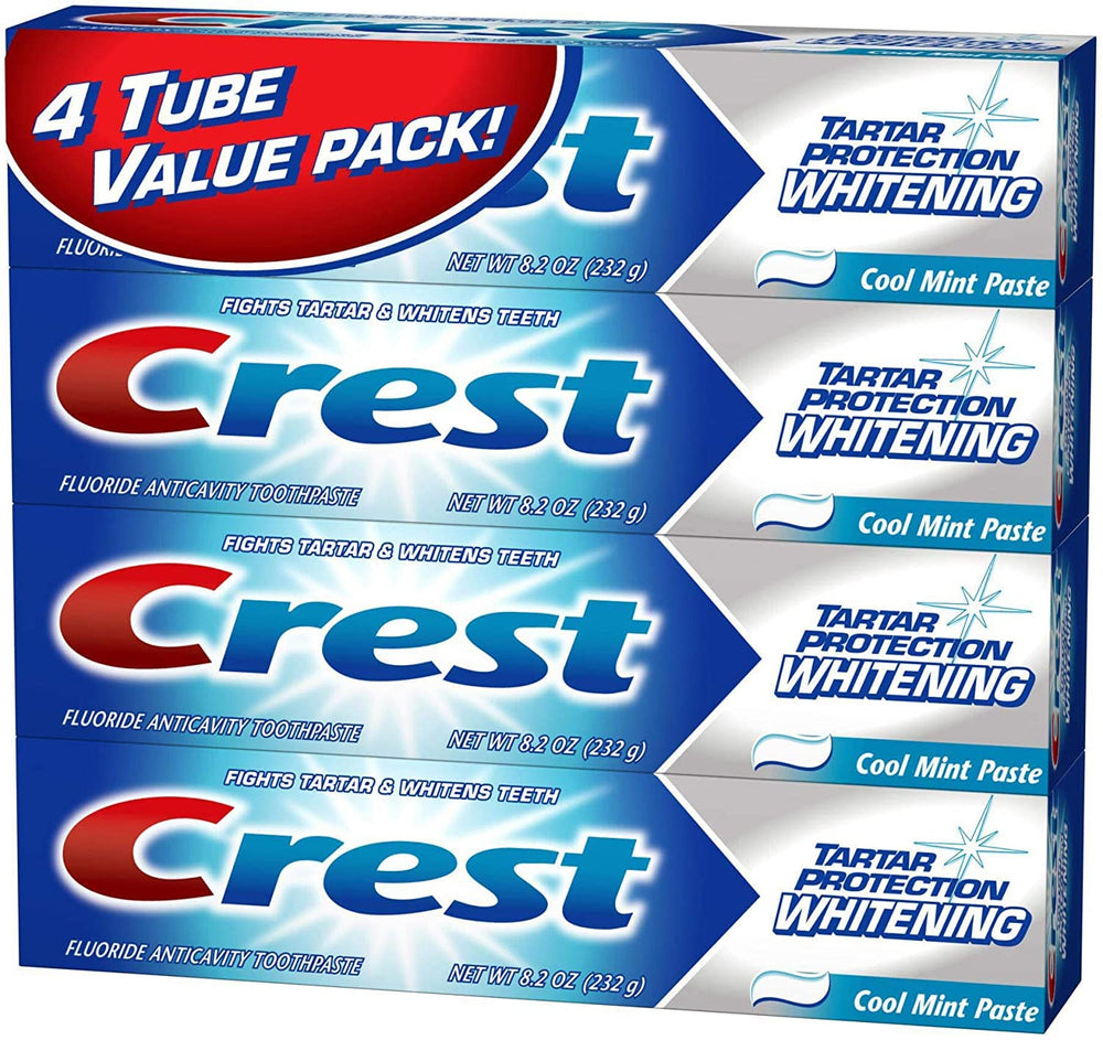 Crest tubo frontal con etiqueta visible para identificar protección antisarro y frescura