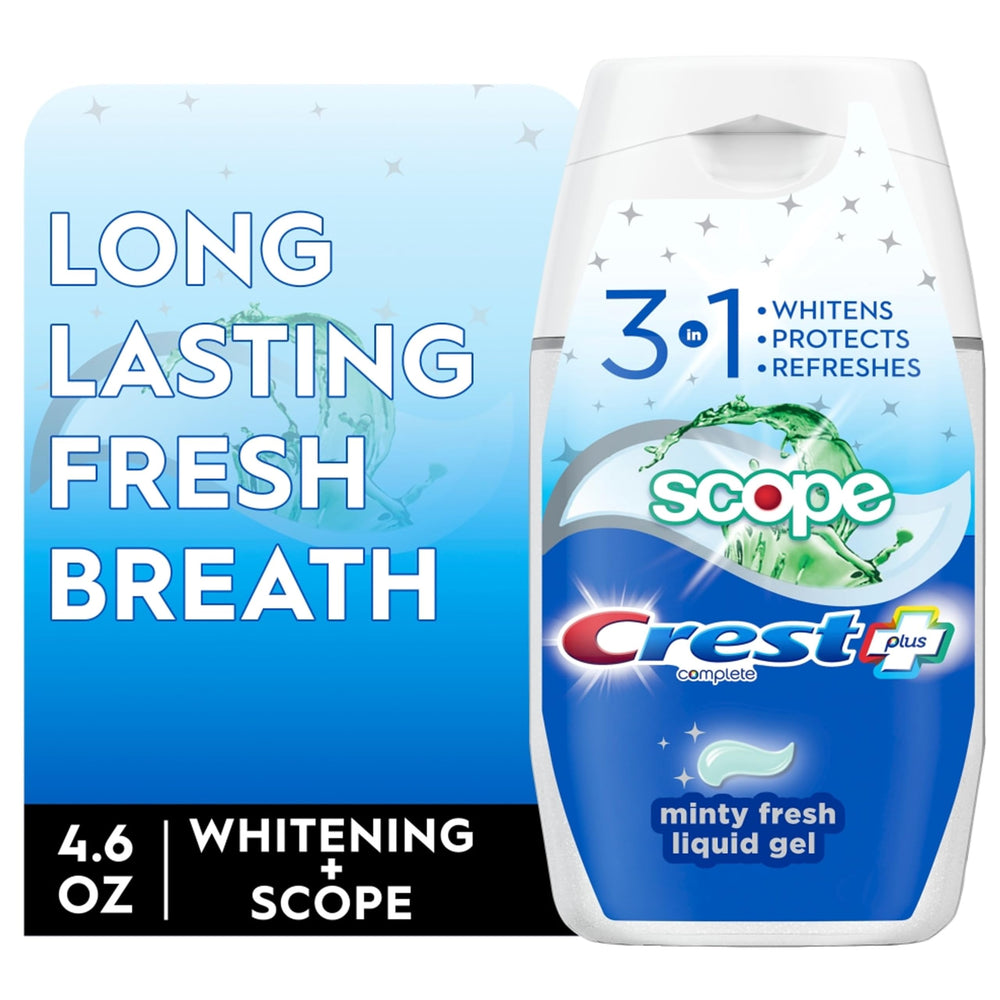 Crest persona cepillando mostrando uso correcto y frescor
