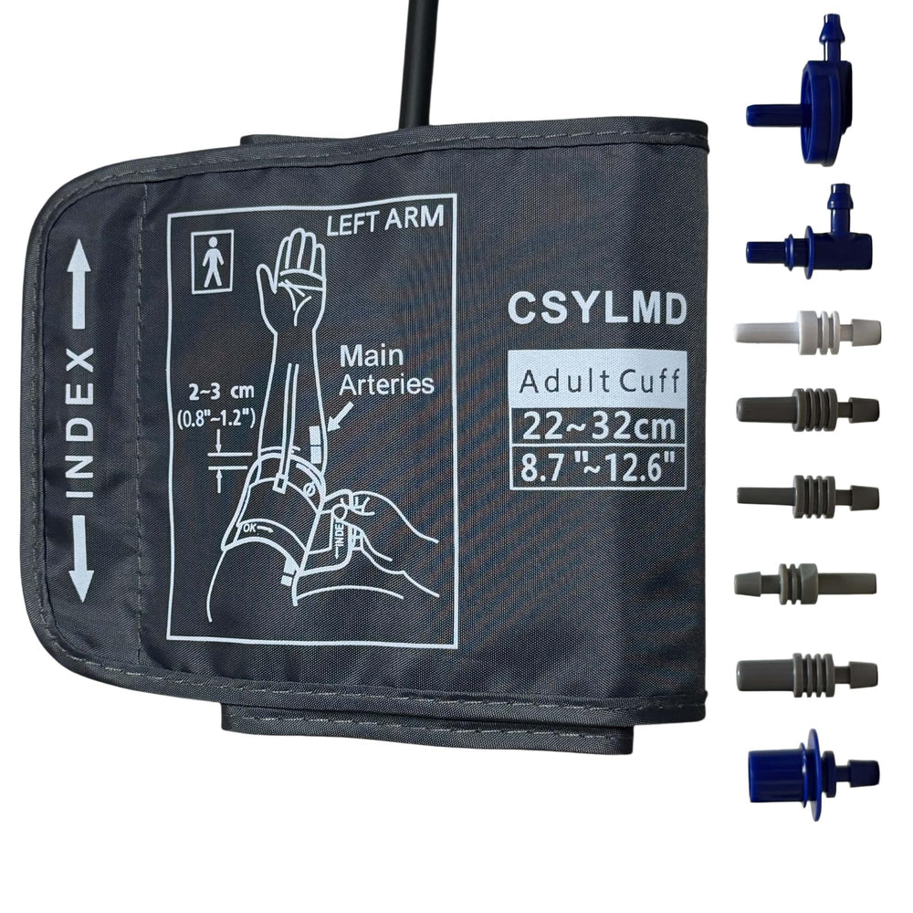 CSYLMD comparación de tamaño medio con regla para confirmar ajuste (22–32 cm)